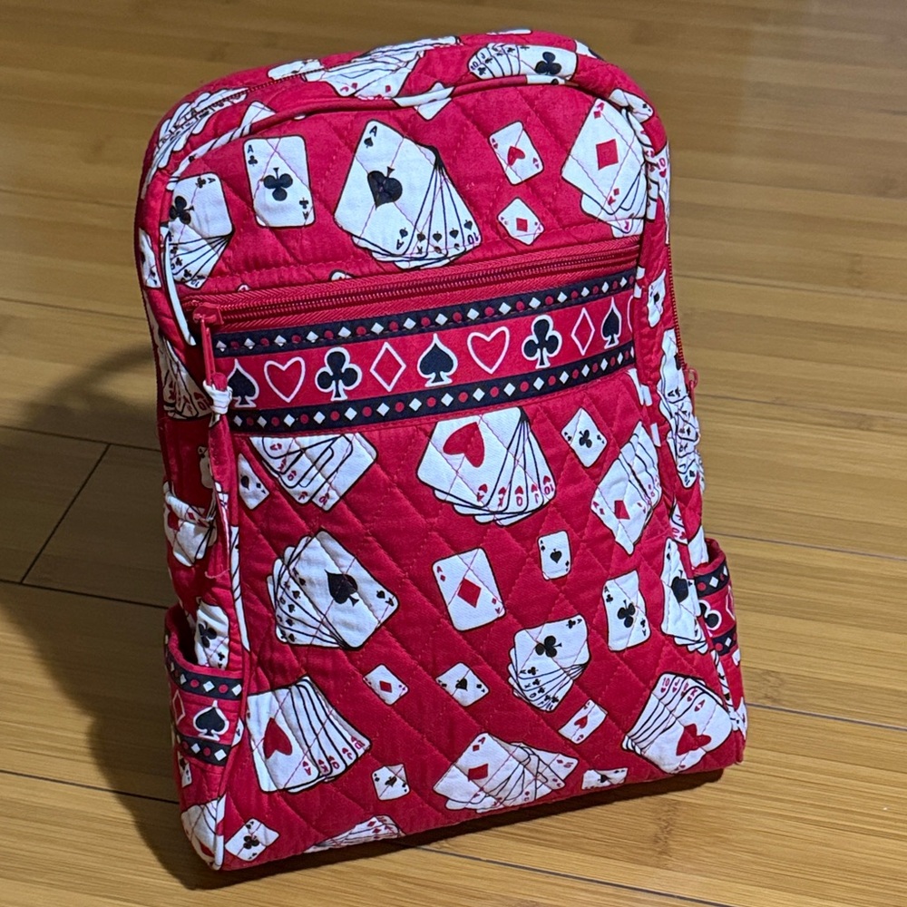 Deck of cards casino travel small red Backpack